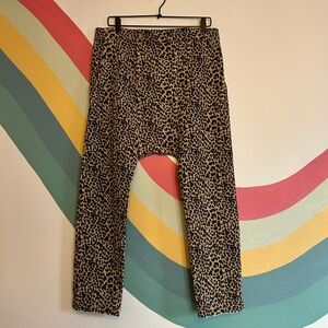 Sandrine Rose Harem Pants French Terry Leopard Baggy Relaxed Sz Small